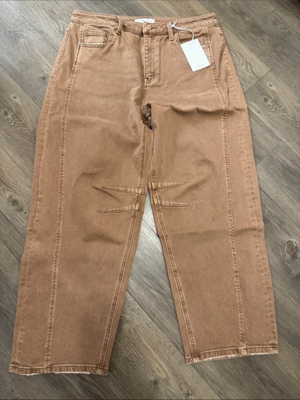🆕 Flying Monkey High Rise Barrel Fit Cocoa Denim Jeans. 32. NWT!🔥🔥